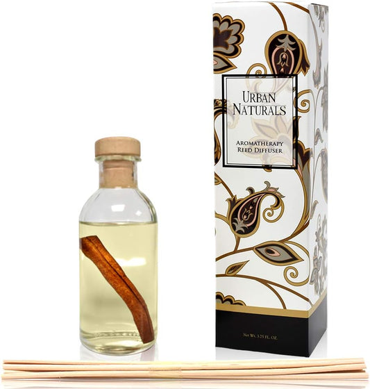 Cinnamon Vanilla Oil Reed Diffuser Set | Warm, Fresh Baked Cookies | Perfect Fall Scent! | Made W/Essential Oils | Great Kitchen Scent & Gift Idea | Eco-Friendly. Vegan.