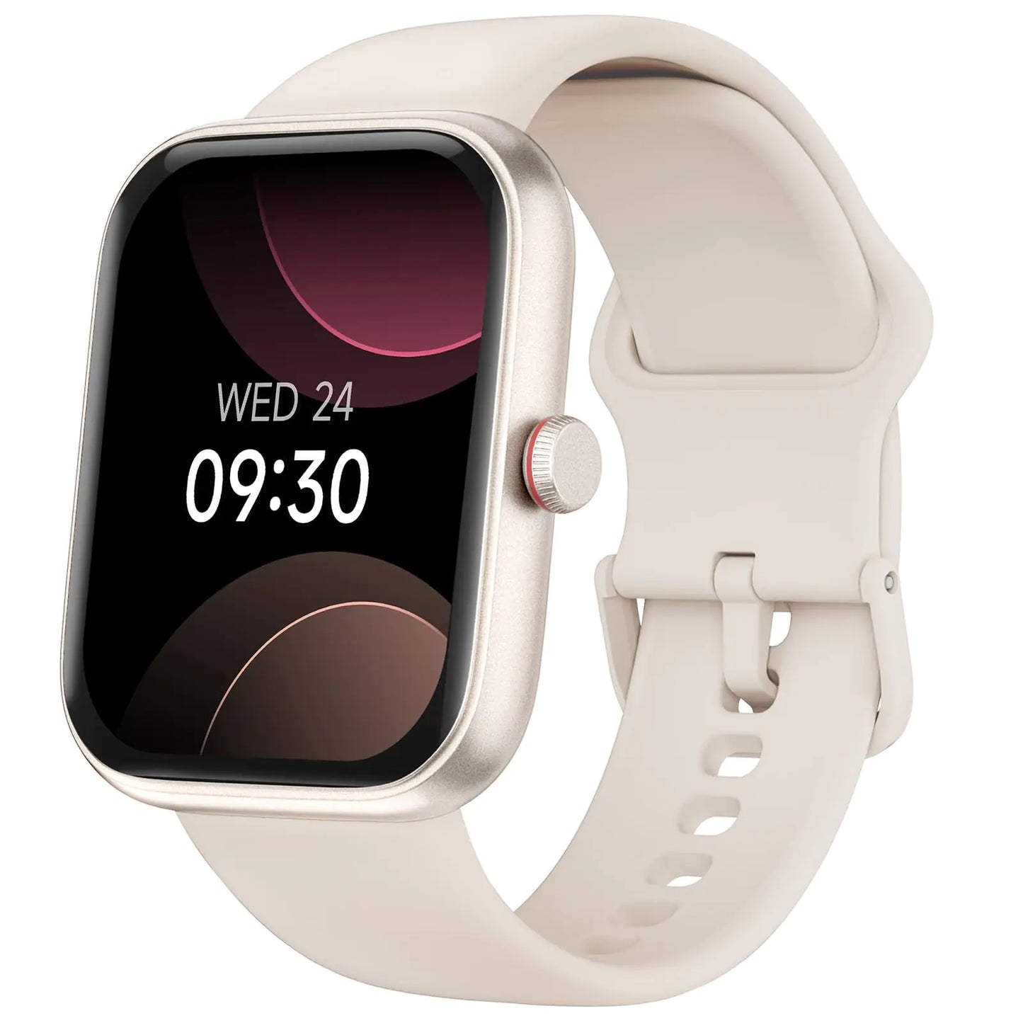 Smartwatch with a white band on a white background