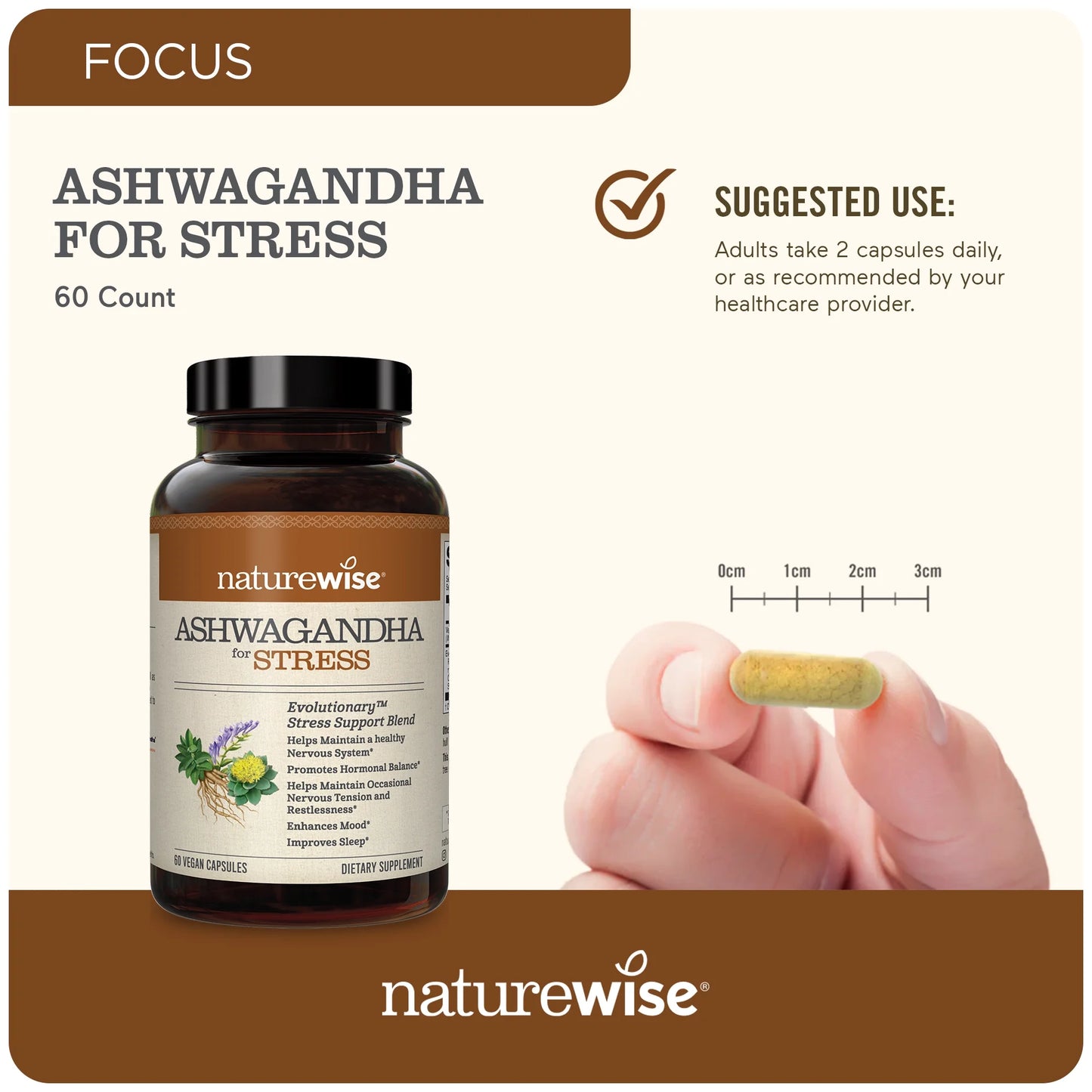 Ashwagandha for Stress + GABA & L-Theanine - 60 Capsules[30-Day Supply]