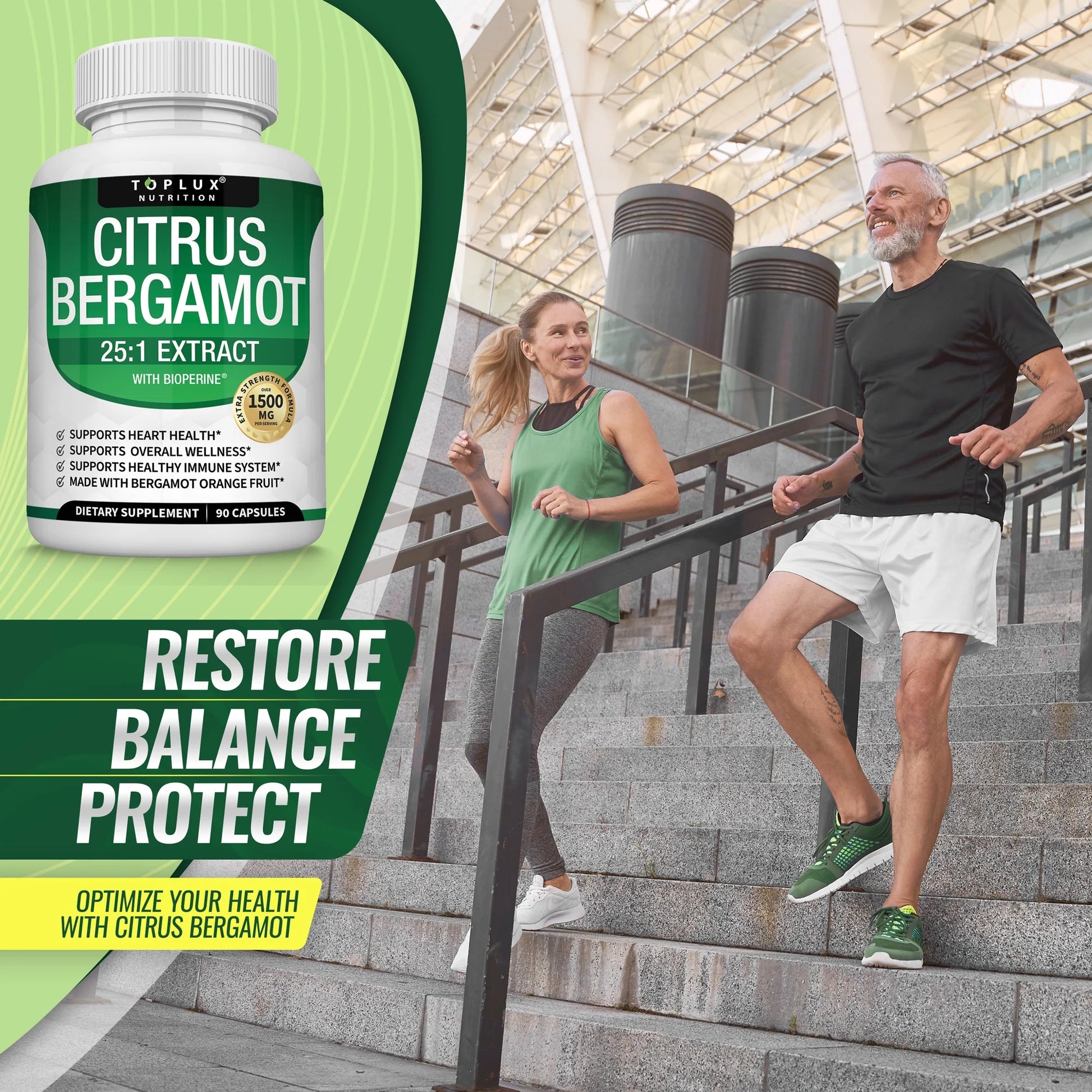 Citrus Bergamot 25:1 Extract with Bioperine 1500Mg Bergamot Extract Cardiovascular & Cholesterol Support 90 Capsules