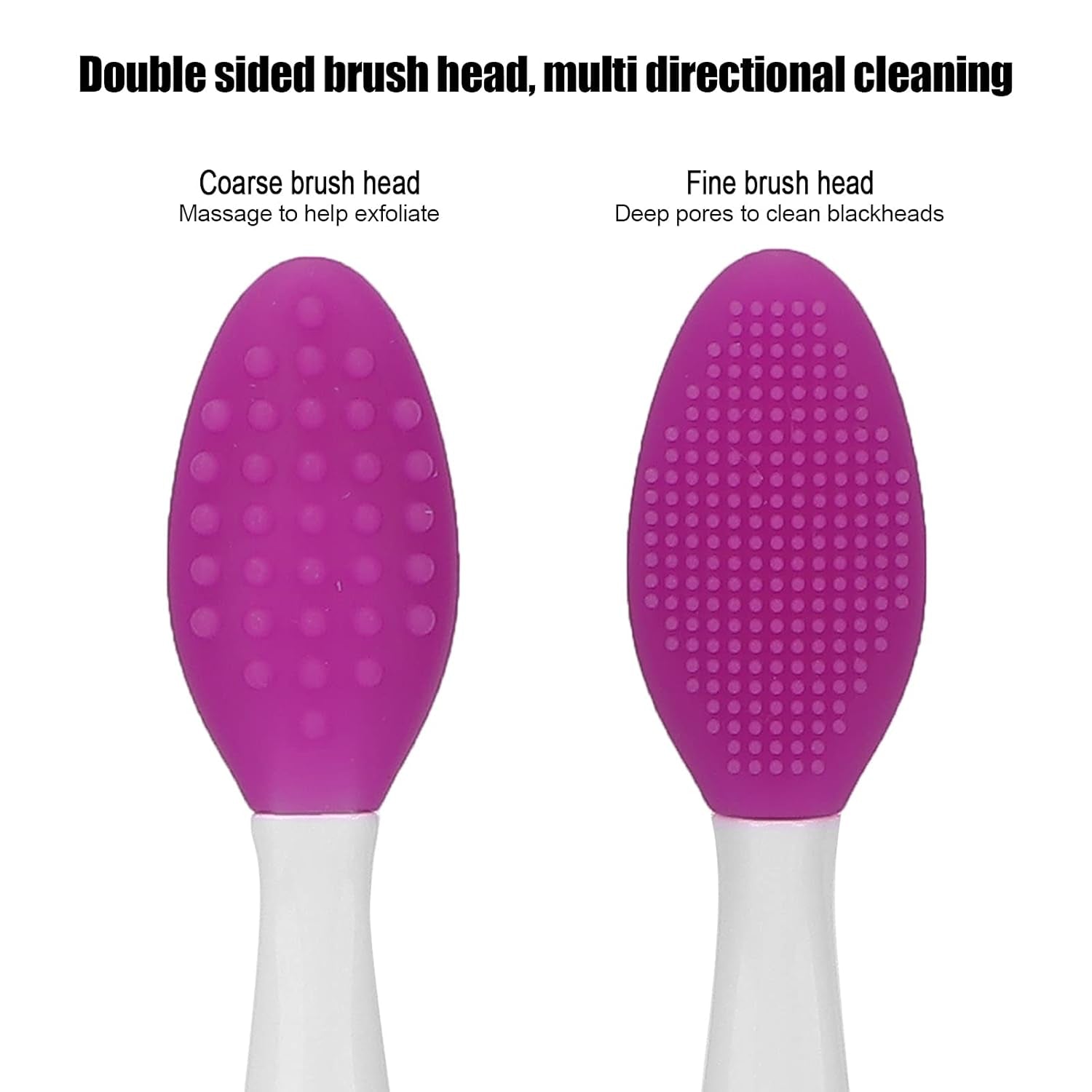 Silicone Nose Cleansing Brush, Silicone Exfoliating Lip Brush, Deep Cleaning Exfoliating Lip Brush with Double Sided, Facial Brush for Blackhead Cleanning, Lip Scrubs Exfoliator & Moisturizer(Purple)