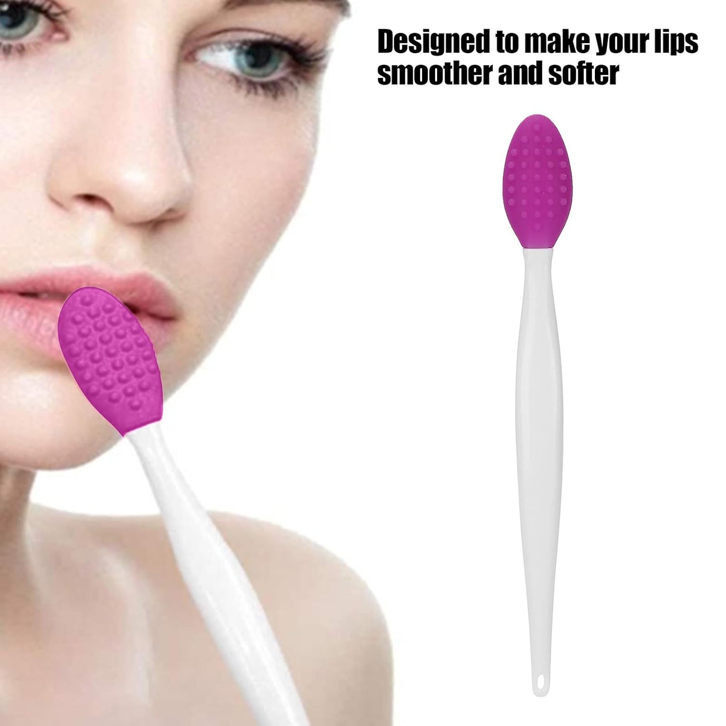 Silicone Nose Cleansing Brush, Silicone Exfoliating Lip Brush, Deep Cleaning Exfoliating Lip Brush with Double Sided, Facial Brush for Blackhead Cleanning, Lip Scrubs Exfoliator & Moisturizer(Purple)