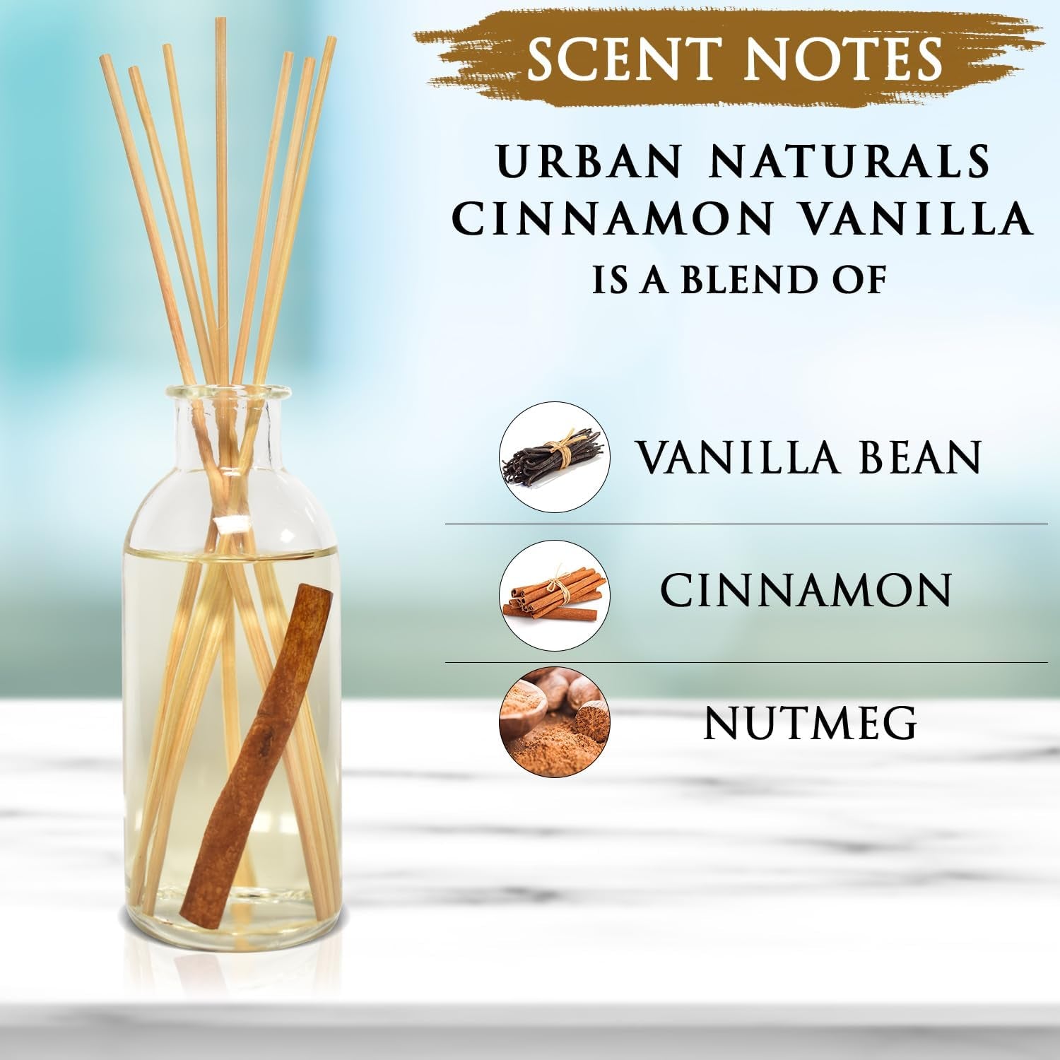 Cinnamon Vanilla Oil Reed Diffuser Set | Warm, Fresh Baked Cookies | Perfect Fall Scent! | Made W/Essential Oils | Great Kitchen Scent & Gift Idea | Eco-Friendly. Vegan.