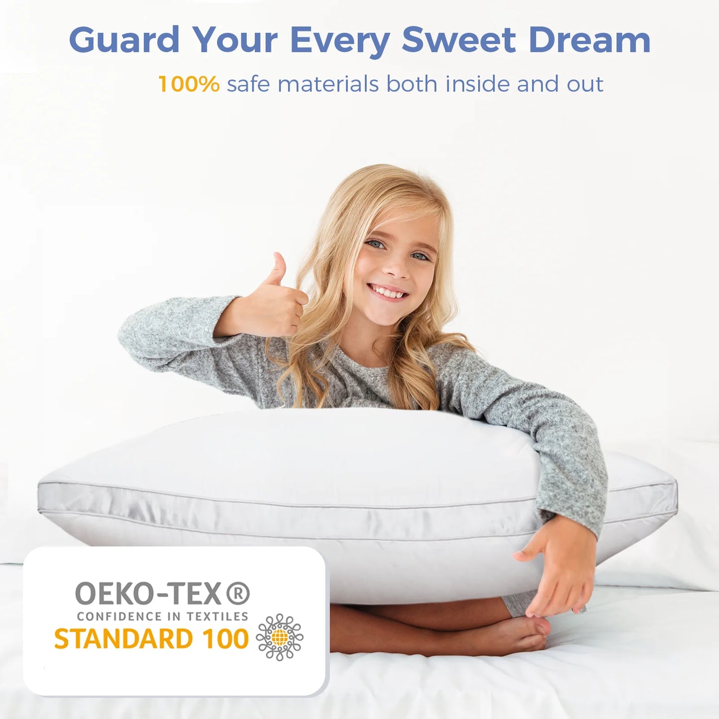 Bed Pillows Standard Size Set of 4, Luxury Hotel Quality,Fluffy and Supportive Gusseted Bed Pillows for Side, Back, or Stomach Sleepers,20''X 26''