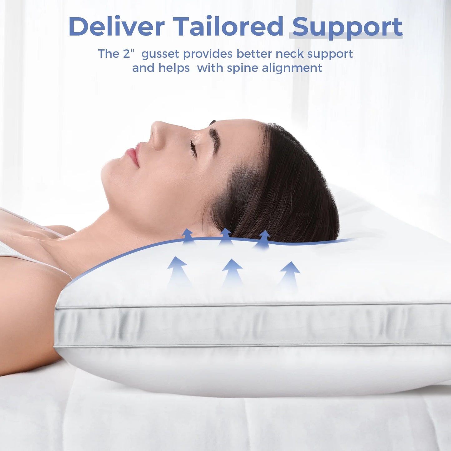 Bed Pillows Standard Size Set of 4, Luxury Hotel Quality,Fluffy and Supportive Gusseted Bed Pillows for Side, Back, or Stomach Sleepers,20''X 26''