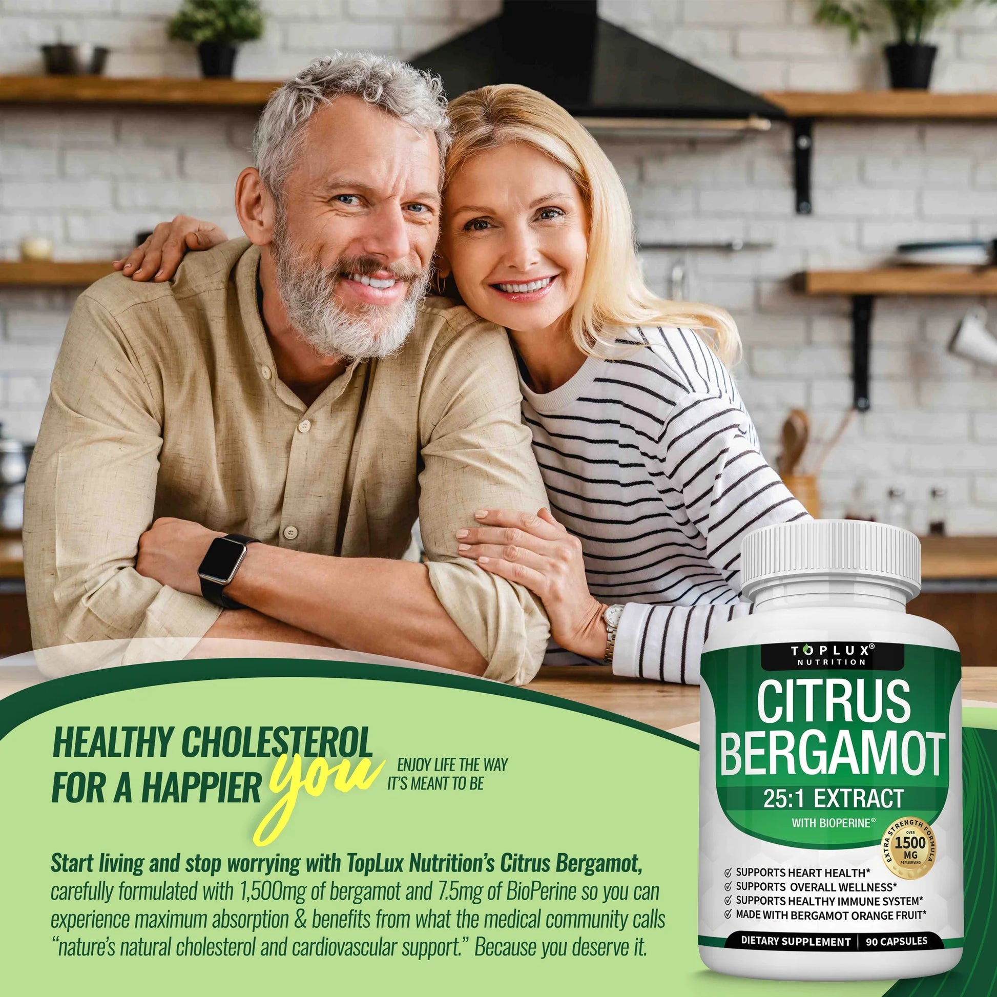 Citrus Bergamot 25:1 Extract with Bioperine 1500Mg Bergamot Extract Cardiovascular & Cholesterol Support 90 Capsules