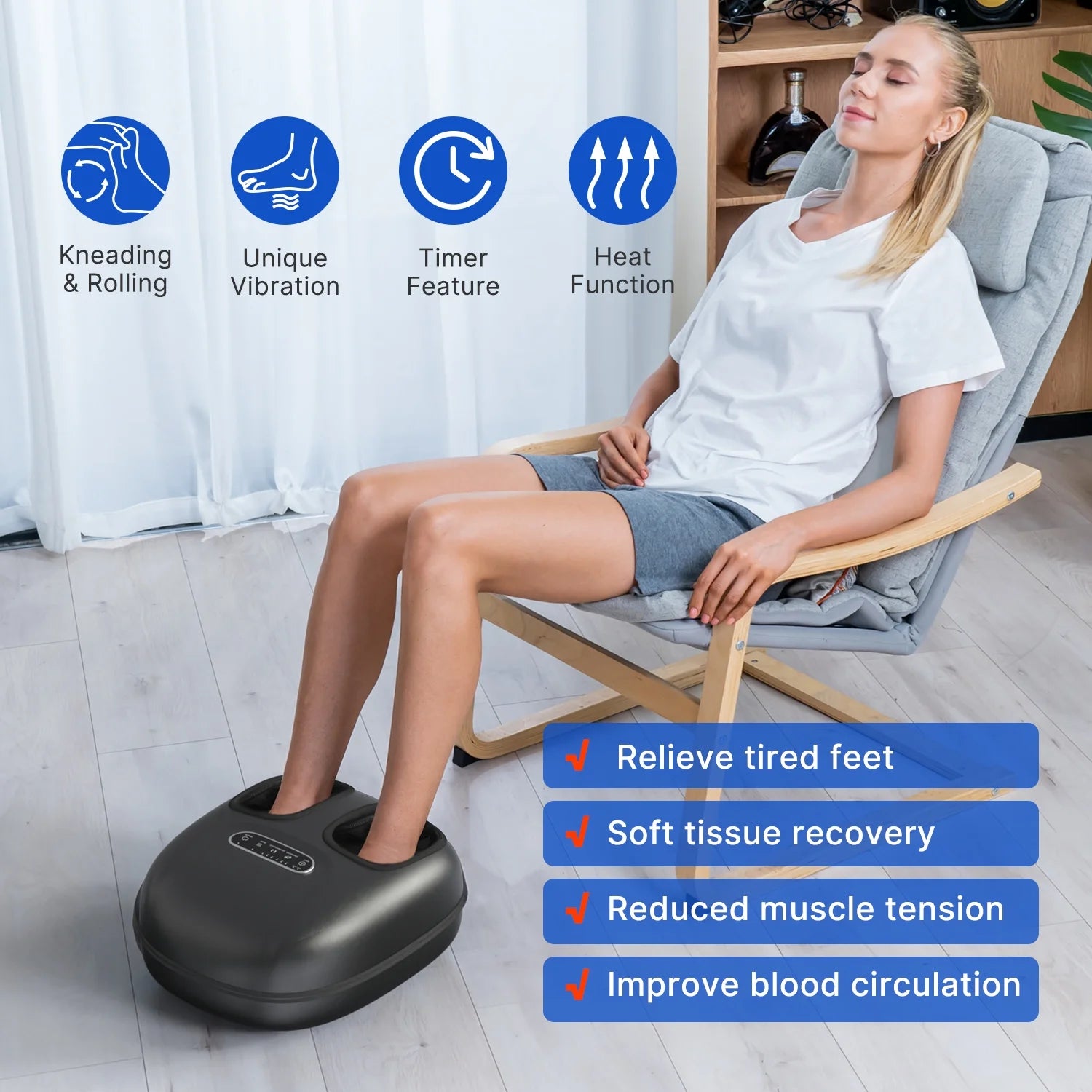 Shiatsu Foot Massager with Heat for Neuropathy Tired Foot Blood Circulation, FSA HSA Eligible,Black,Christmas Birthday Gifts for Mom Dad Men