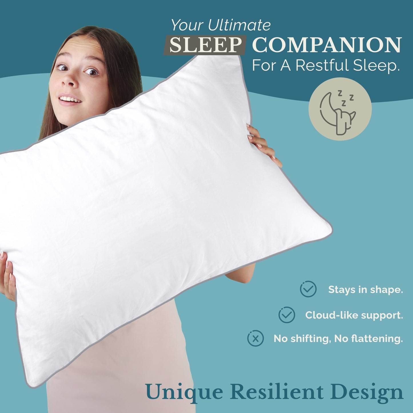 Pillows Queen Size Set of 2 – Luxury Hotel Collection Bed Pillow Queen Size for Side, Back & Stomach Sleepers, Durable & Easy to Wash