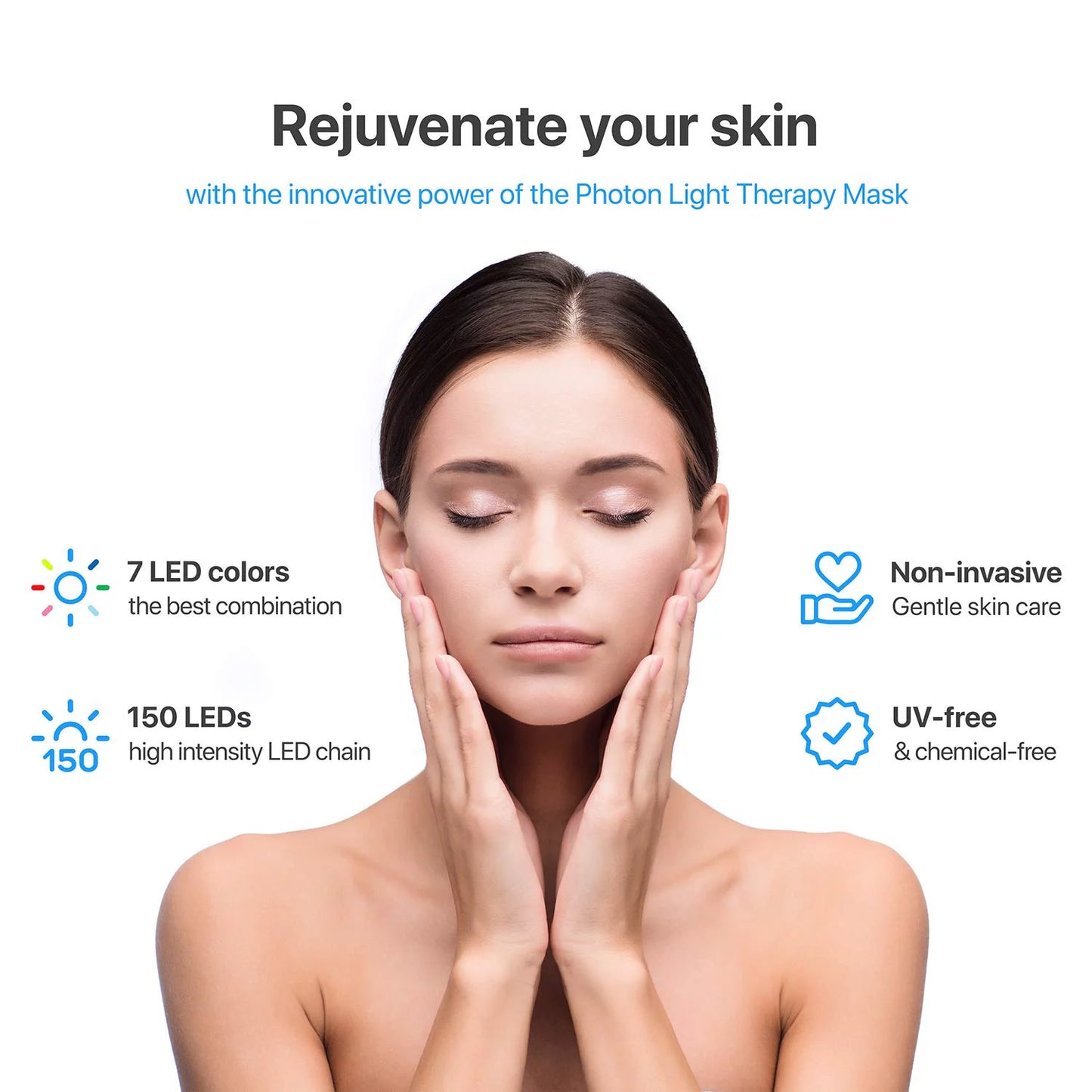 Luma Mask LED Light Therapy Face Mask, 7 Color Modes, Timer & Remote Control, Anti-Aging Skin Treatment for All Skin Types
