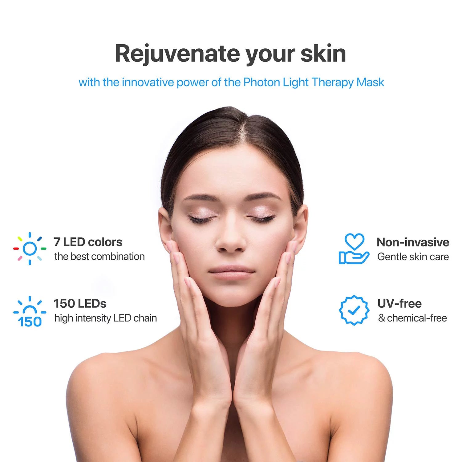 Luma Mask LED Light Therapy Face Mask, 7 Color Modes, Timer & Remote Control, Anti-Aging Skin Treatment for All Skin Types