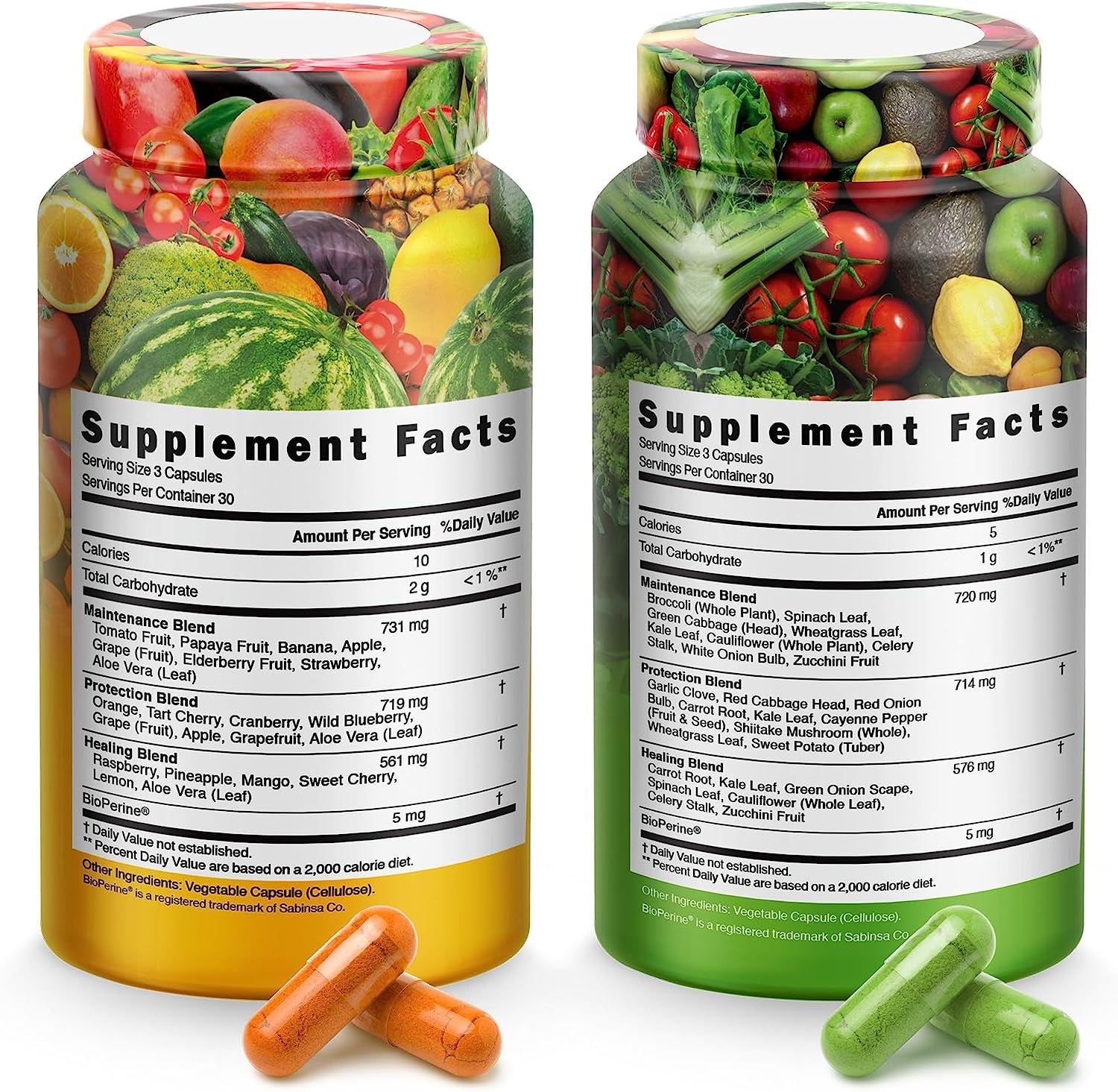 Superfood Fruits and Veggie Capsules - Overall Health and Energy - for Men and Women