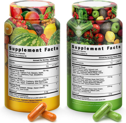 Superfood Fruits and Veggie Capsules - Overall Health and Energy - for Men and Women
