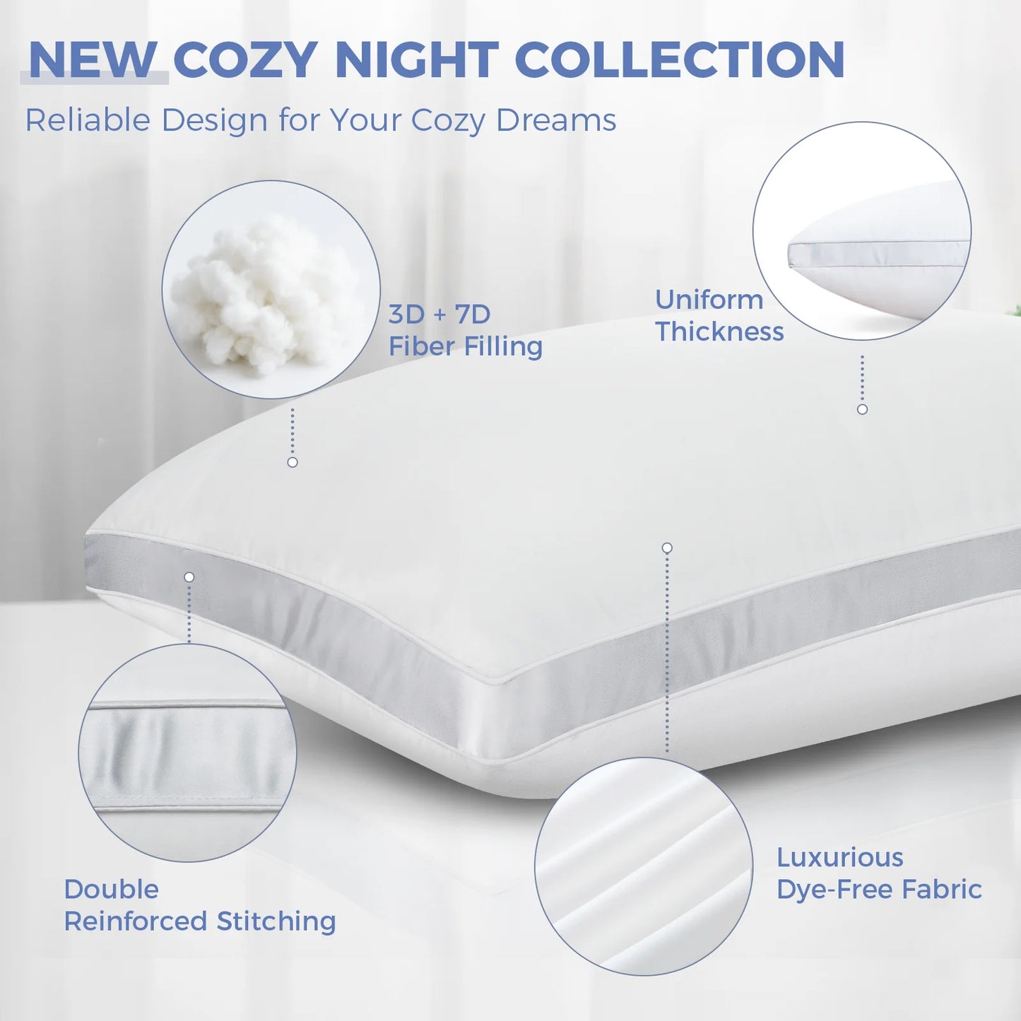 Bed Pillows Standard Size Set of 4, Luxury Hotel Quality,Fluffy and Supportive Gusseted Bed Pillows for Side, Back, or Stomach Sleepers,20''X 26''