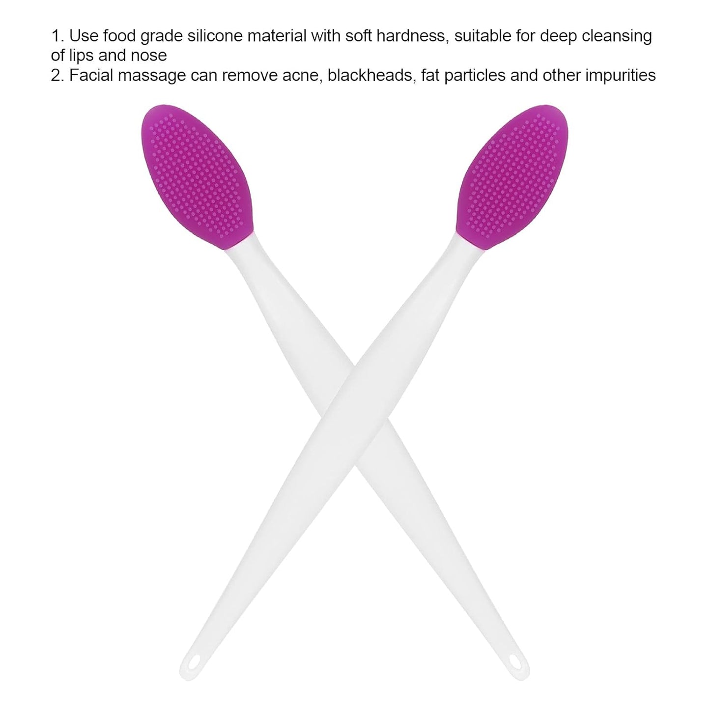 Silicone Nose Cleansing Brush, Silicone Exfoliating Lip Brush, Deep Cleaning Exfoliating Lip Brush with Double Sided, Facial Brush for Blackhead Cleanning, Lip Scrubs Exfoliator & Moisturizer(Purple)