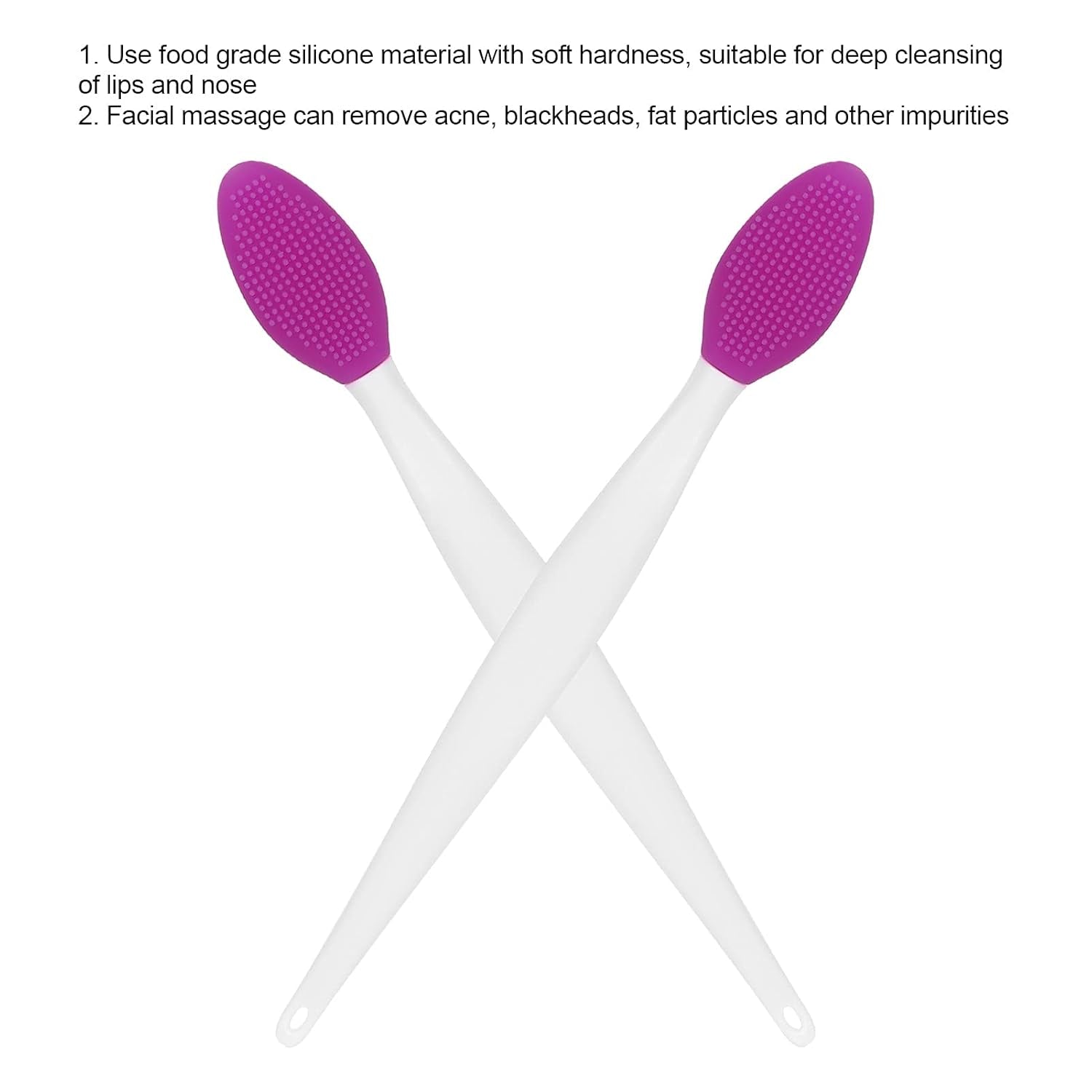 Silicone Nose Cleansing Brush, Silicone Exfoliating Lip Brush, Deep Cleaning Exfoliating Lip Brush with Double Sided, Facial Brush for Blackhead Cleanning, Lip Scrubs Exfoliator & Moisturizer(Purple)