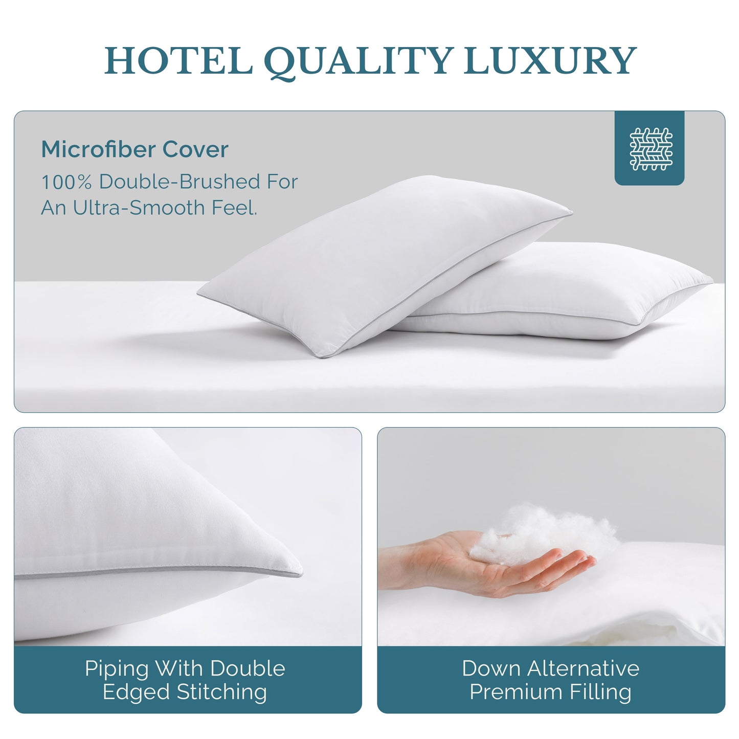 Pillows Queen Size Set of 2 – Luxury Hotel Collection Bed Pillow Queen Size for Side, Back & Stomach Sleepers, Durable & Easy to Wash