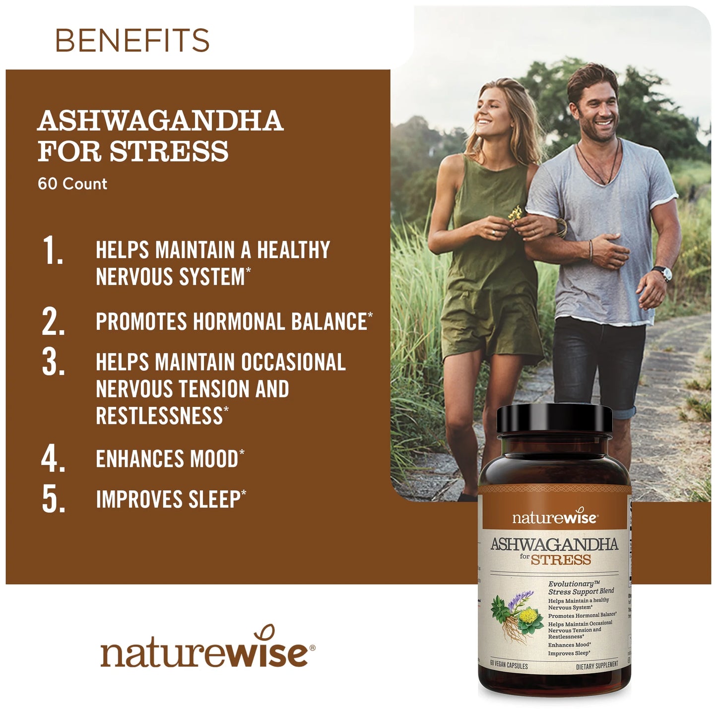 Ashwagandha for Stress + GABA & L-Theanine - 60 Capsules[30-Day Supply]