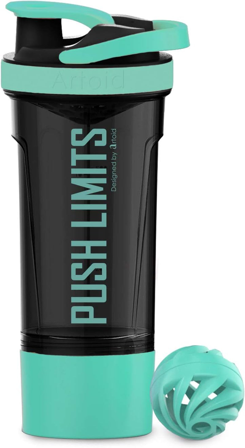 24-Ounce Protein Shaker Bottle, Dual Mixing Technology, BPA Free, Aqua Green/Black