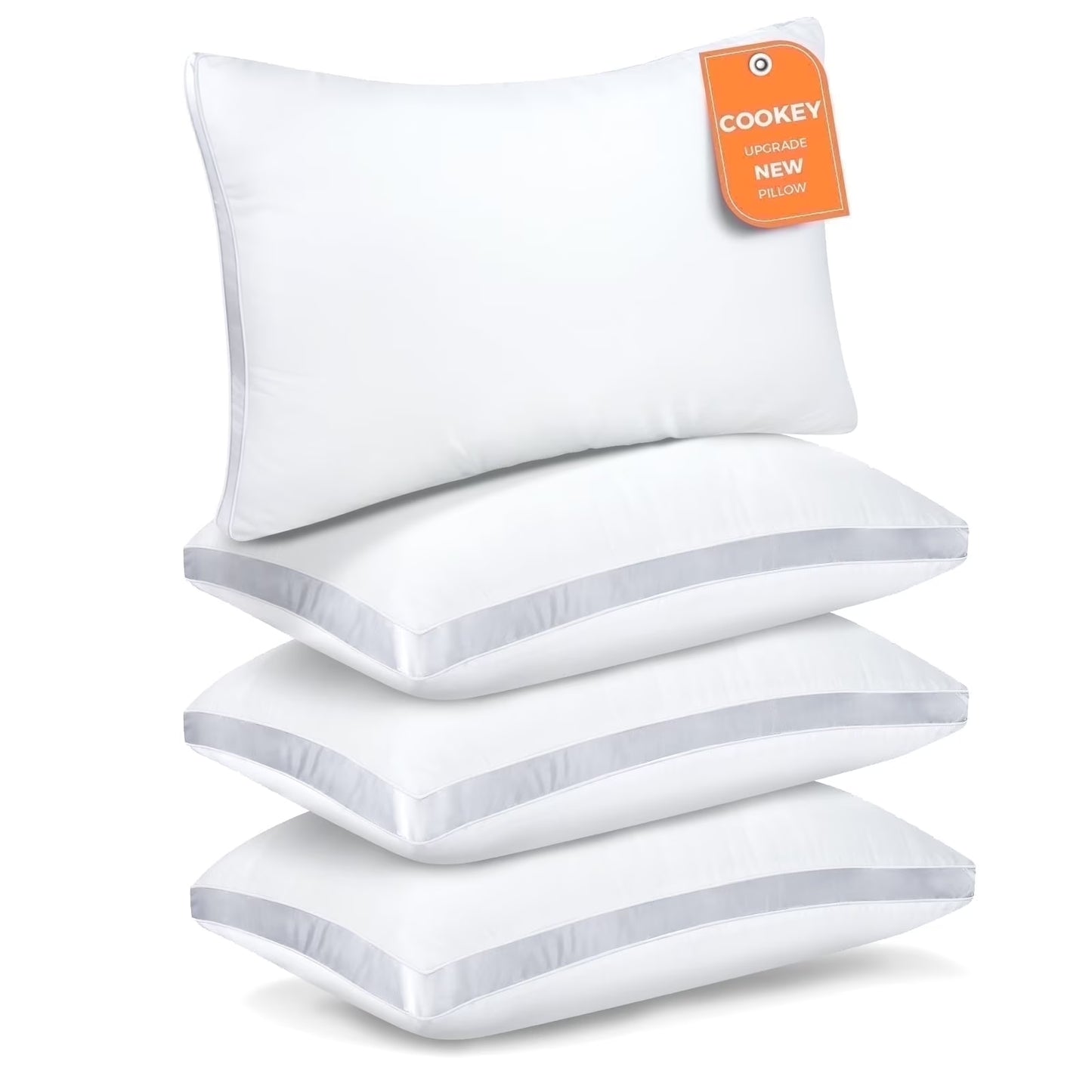 Bed Pillows Standard Size Set of 4, Luxury Hotel Quality,Fluffy and Supportive Gusseted Bed Pillows for Side, Back, or Stomach Sleepers,20''X 26''