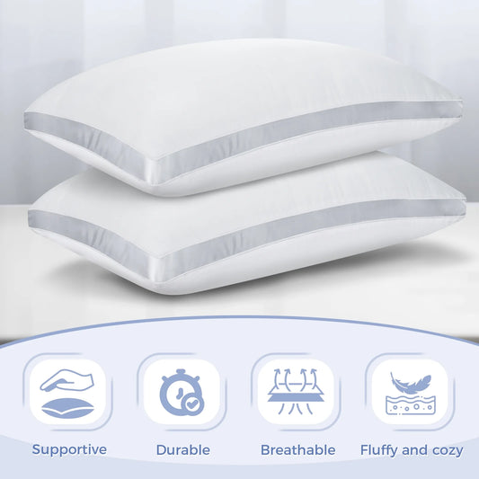 Bed Pillows Standard Size Set of 4, Luxury Hotel Quality,Fluffy and Supportive Gusseted Bed Pillows for Side, Back, or Stomach Sleepers,20''X 26''