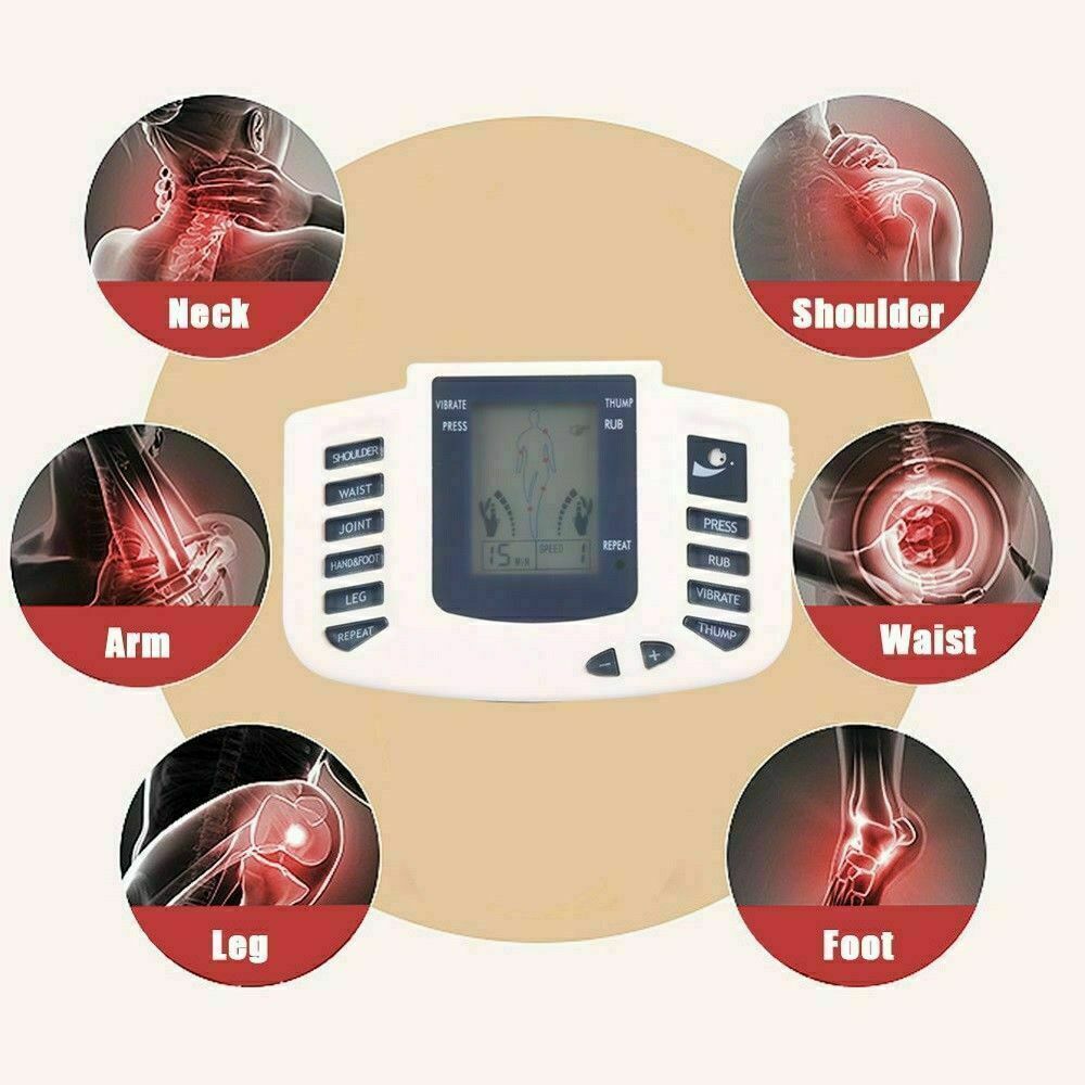 Digital device for pain relief with labeled areas on a beige background